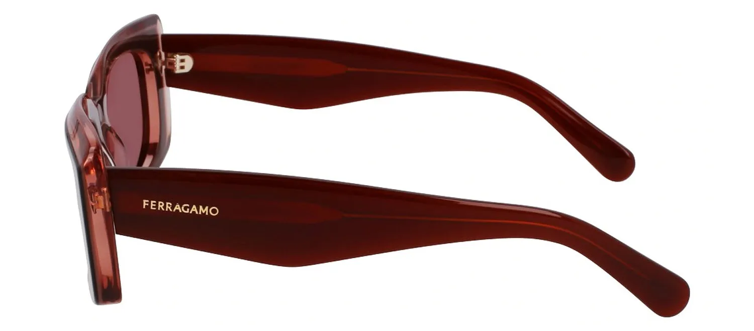 Salvatore Ferragamo SF 1079SN 211 Rectangular Plastic Brown Sunglasses with Brown Lens