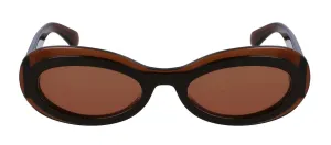 Salvatore Ferragamo SF 2003S 233 Oval Plastic Transparent Brown Sunglasses with Brown Lens