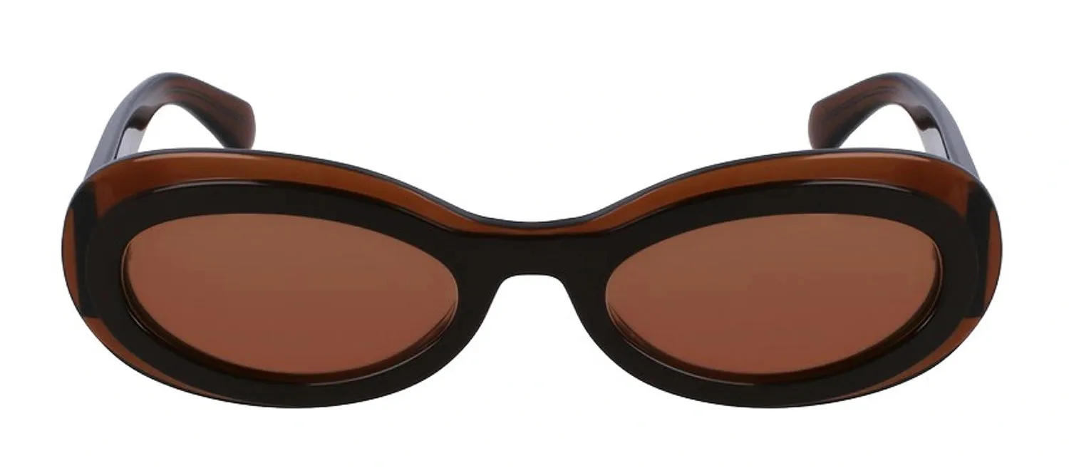 Salvatore Ferragamo SF 2003S 233 Oval Plastic Transparent Brown Sunglasses with Brown Lens