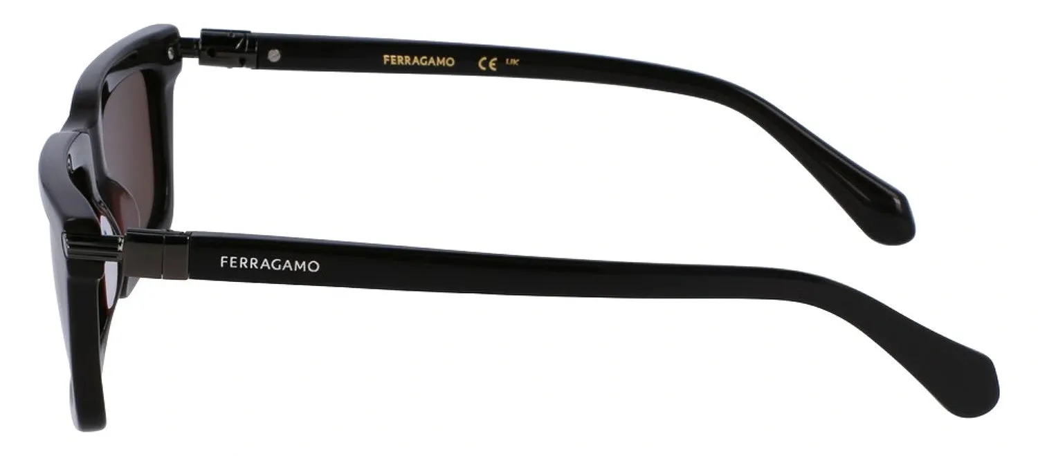 Salvatore Ferragamo SF 2015S 210 Rectangular Plastic Brown Sunglasses with Brown Lens