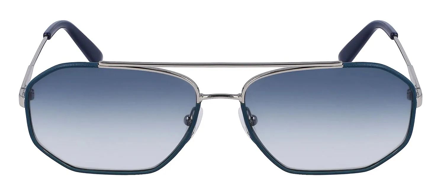 Salvatore Ferragamo SF 303SL 046 Navigator Metal Silver Blue Sunglasses with Blue Gradient Lens