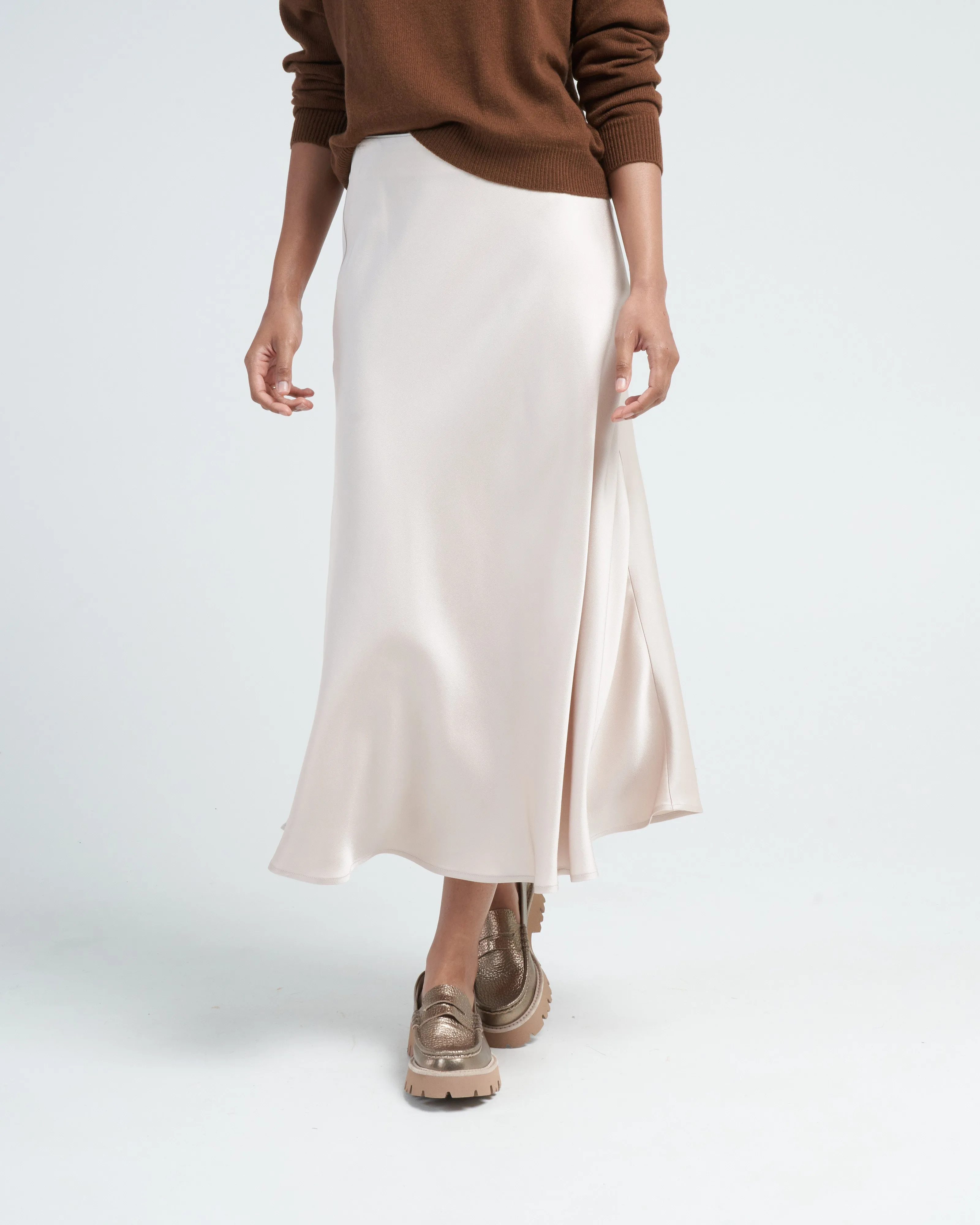 satin long skirt - chantilly