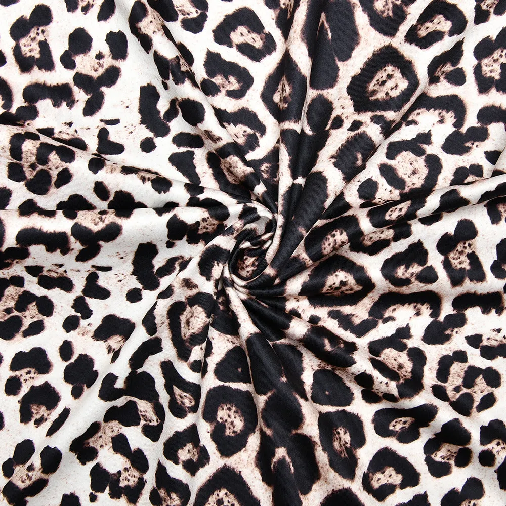 Sexy Leopard Print Half Turtleneck Long Sleeve Formal Dress