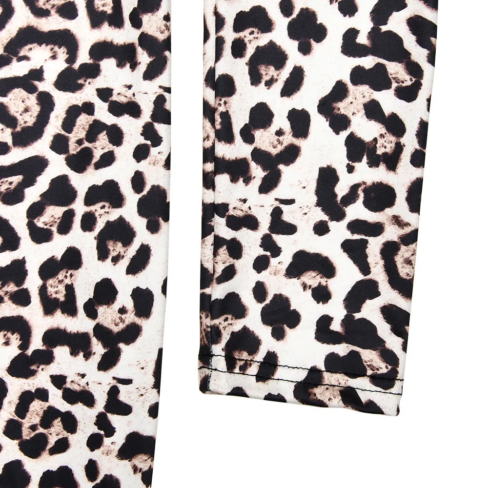 Sexy Leopard Print Half Turtleneck Long Sleeve Formal Dress