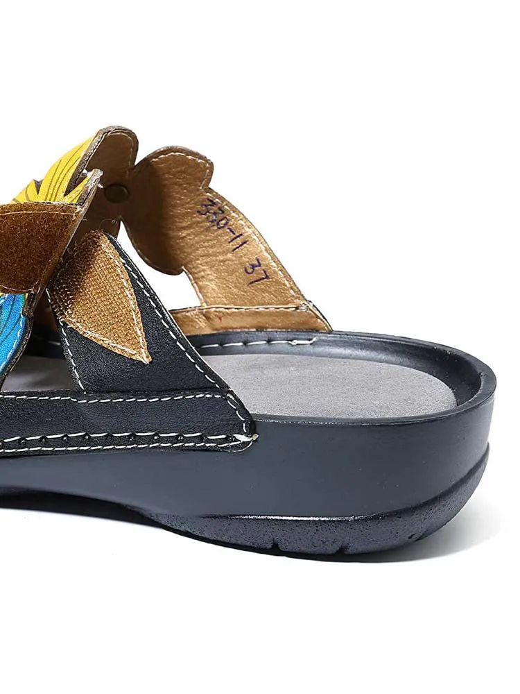 Shay Genuine Leather Flower Slippers