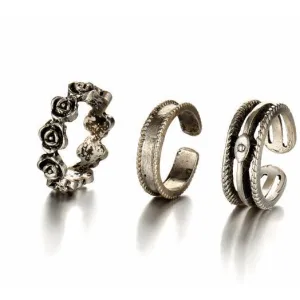 Silver Plated Vintage Toe Rings - Set Of 3