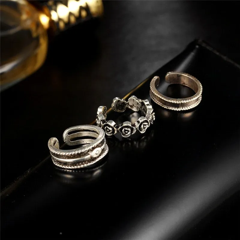 Silver Plated Vintage Toe Rings - Set Of 3