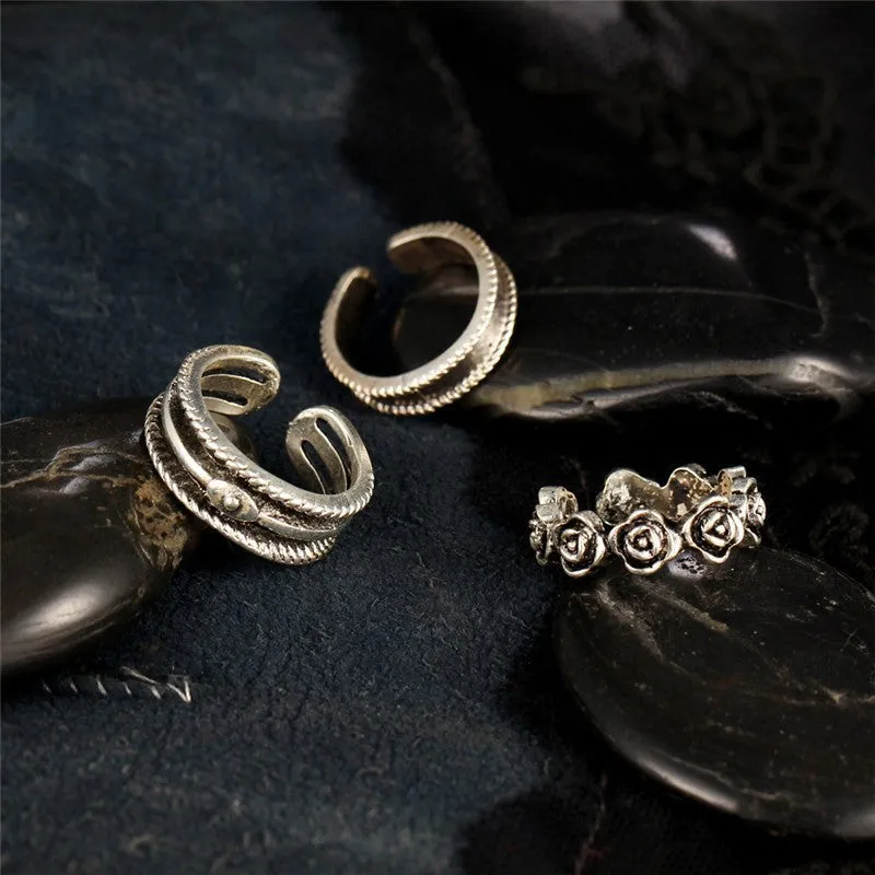 Silver Plated Vintage Toe Rings - Set Of 3