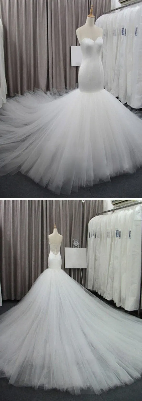 Simple Sweetheart Tulle Bridal Gown, Perfect Dresses For Wedding, WD0073