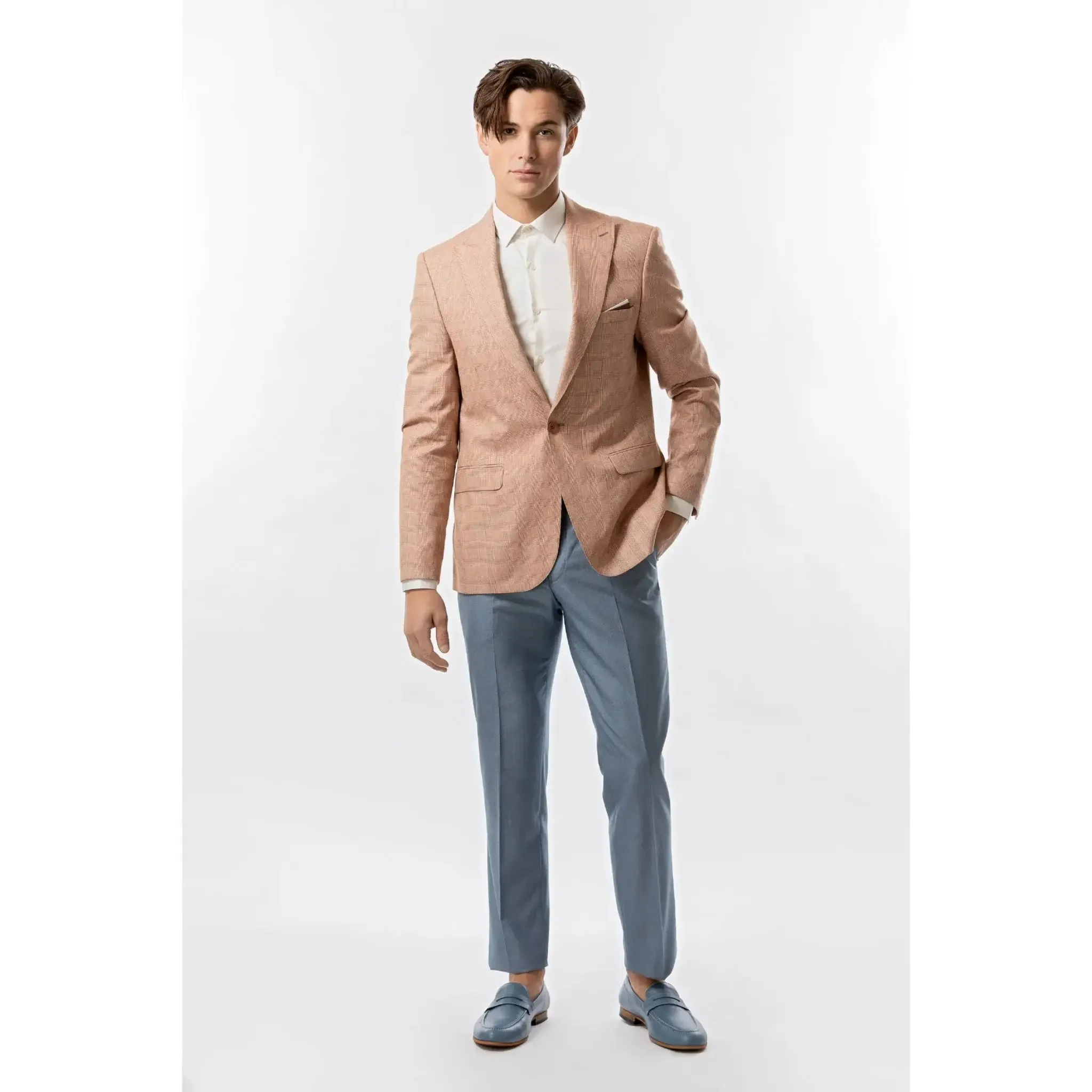 Slim Fit Blazer Peach And Cream