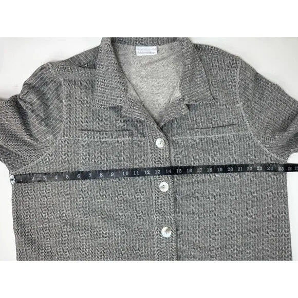 Soft Surroundings Flannel Shacket Extra Large Gray Herringbone Lagenlook Preppy
