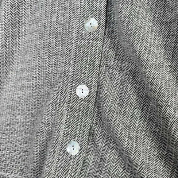 Soft Surroundings Flannel Shacket Extra Large Gray Herringbone Lagenlook Preppy