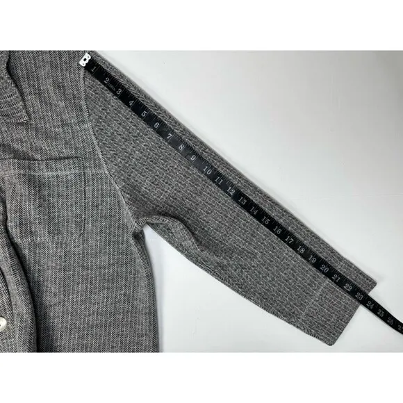 Soft Surroundings Flannel Shacket Extra Large Gray Herringbone Lagenlook Preppy