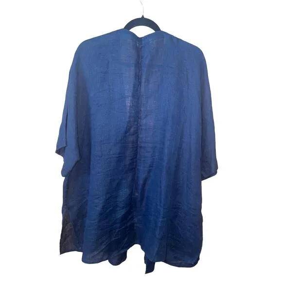 Soft Surroundings Linen Duster Long Cardigan Tie Front Sea Shell Details Sz L/XL