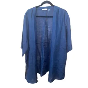 Soft Surroundings Linen Duster Long Cardigan Tie Front Sea Shell Details Sz L/XL