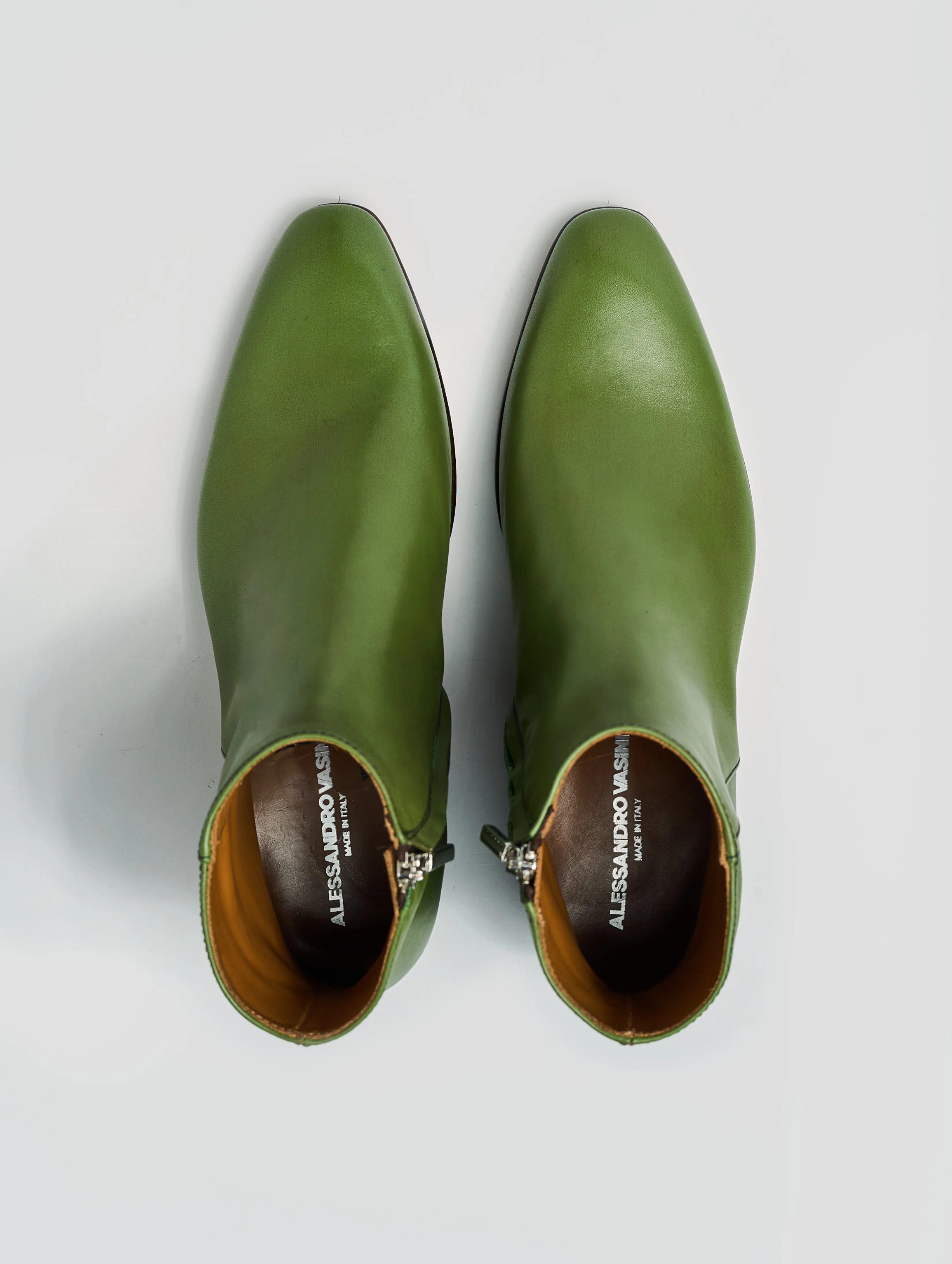SONNY 40MM ANKLE BOOT IN VINTAGE GREEN CALFSKIN- Woman