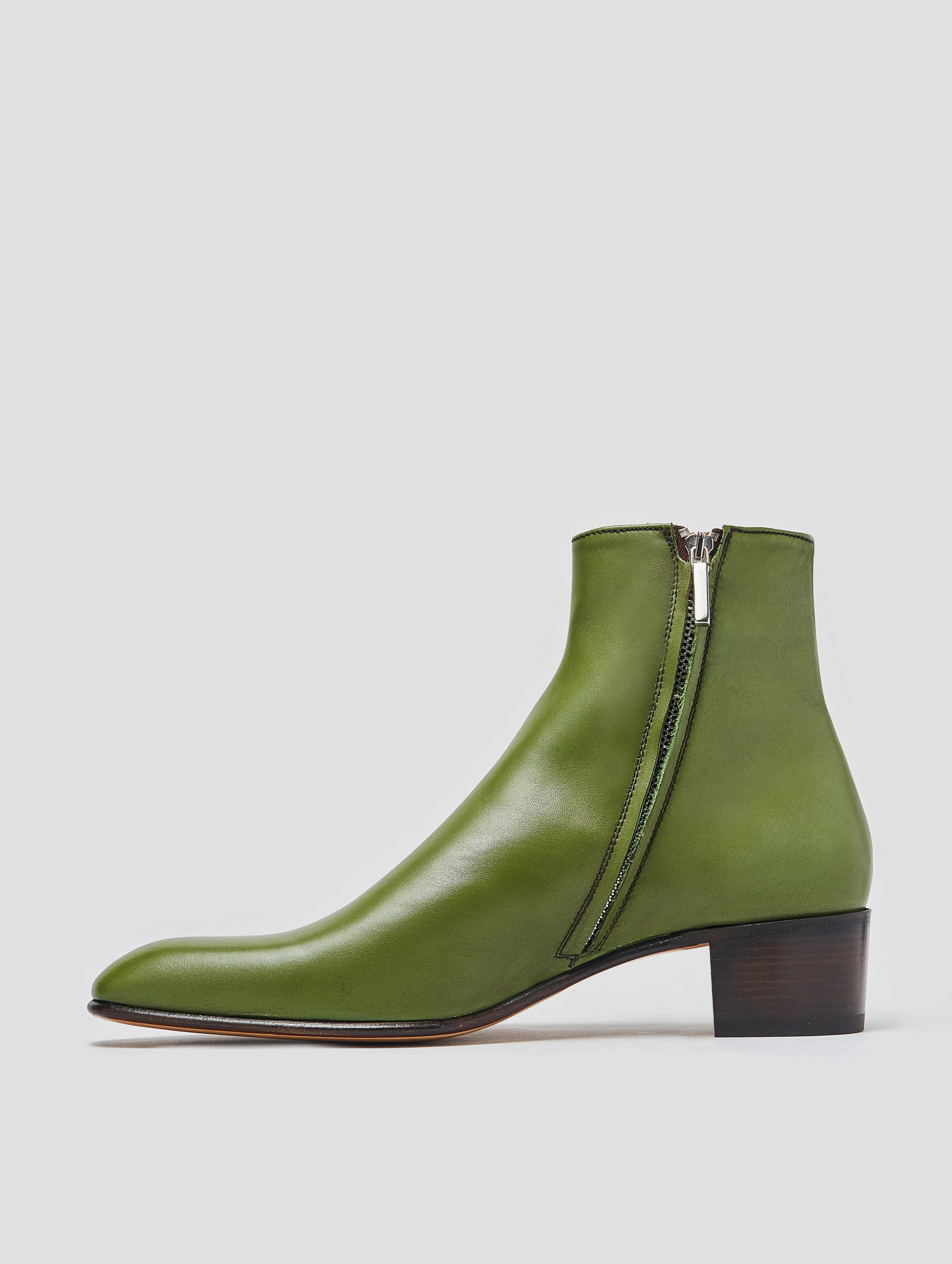 SONNY 40MM ANKLE BOOT IN VINTAGE GREEN CALFSKIN- Woman