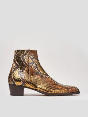 SONNY "SPECIAL EDITION" 40MM ANKLE BOOT IN GOLD SNAKESKIN- Woman