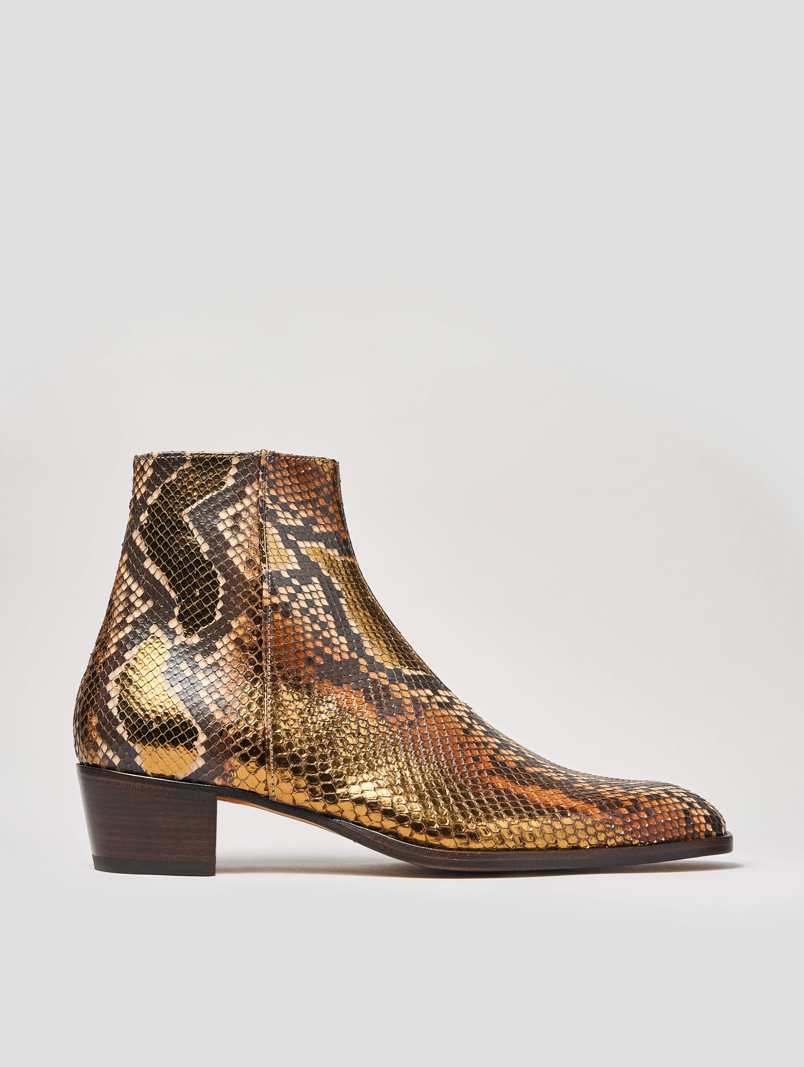 SONNY "SPECIAL EDITION" 40MM ANKLE BOOT IN GOLD SNAKESKIN- Woman