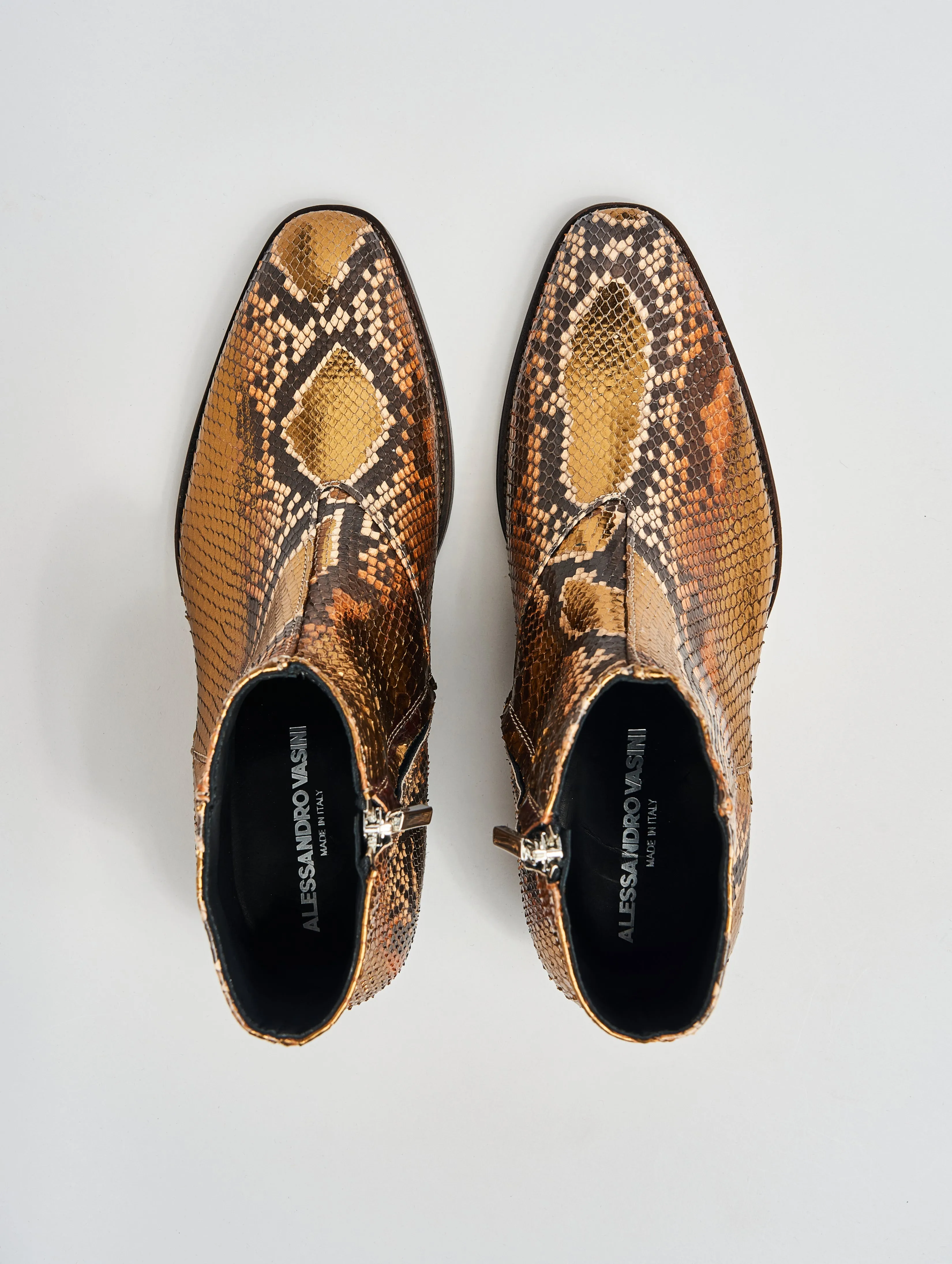 SONNY "SPECIAL EDITION" 40MM ANKLE BOOT IN GOLD SNAKESKIN- Woman