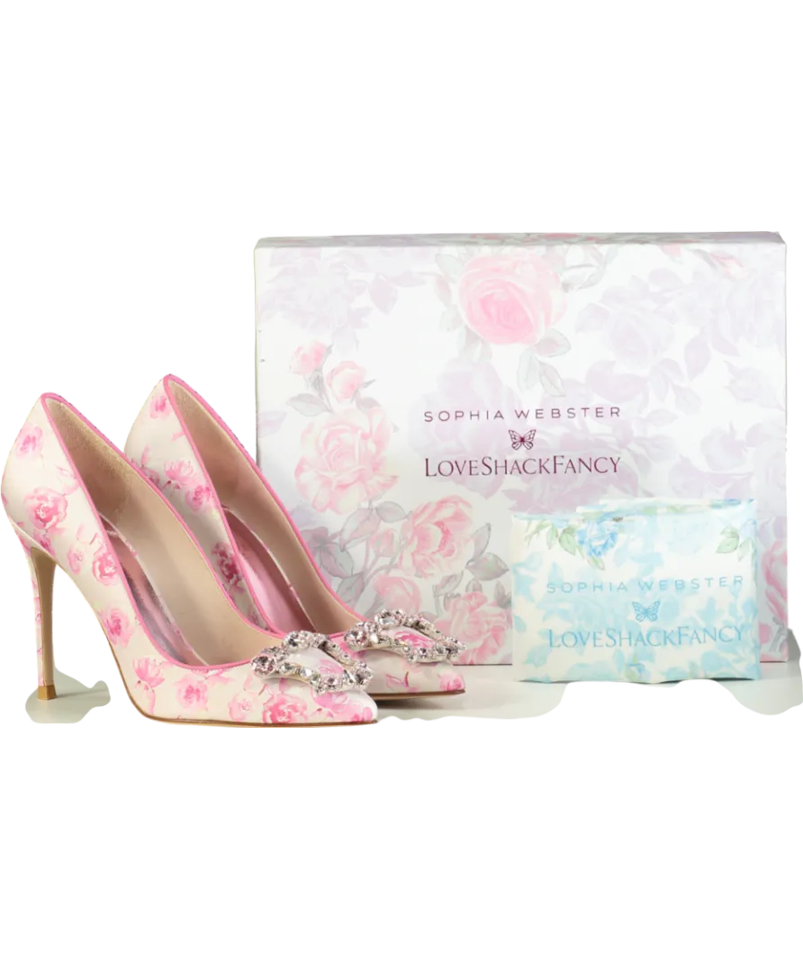 Sophia Webster X LoveShackFancy Pink X Loveshackfancy Margaux Embellished Pointed Toe Pumps UK 6 EU 39 👠