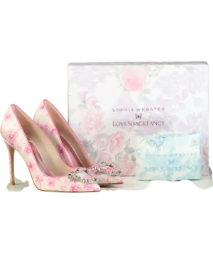 Sophia Webster X LoveShackFancy Pink X Loveshackfancy Margaux Embellished Pointed Toe Pumps UK 6 EU 39 👠