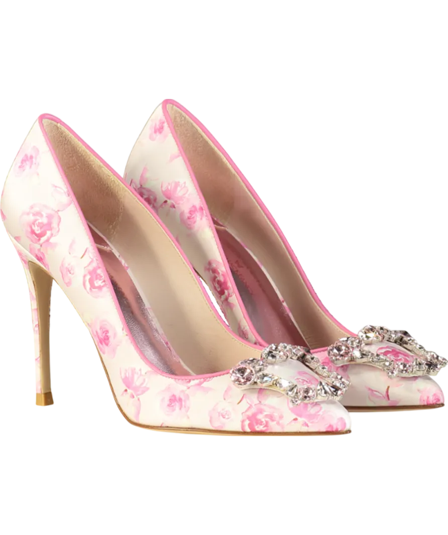 Sophia Webster X LoveShackFancy Pink X Loveshackfancy Margaux Embellished Pointed Toe Pumps UK 6 EU 39 👠