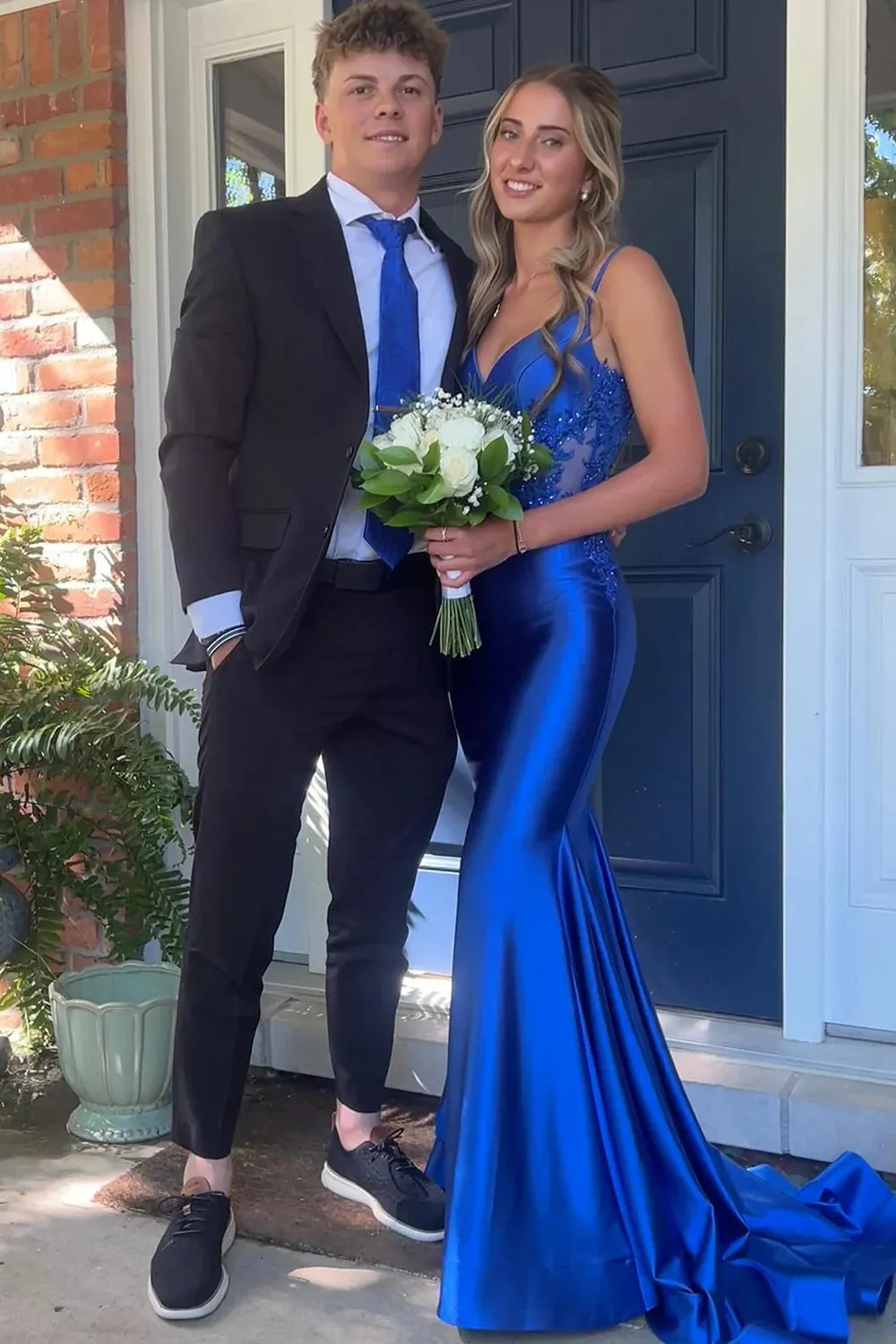 Spaghetti Mermaid Backless Green Strap Trumpet Long Prom Dress TP1366