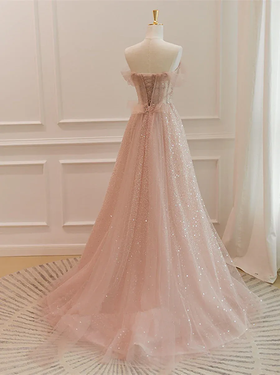 Sparkle Tulle with Beadings Long A-line Formal Dress, Tulle Sweetheart Prom Dress    fg5688