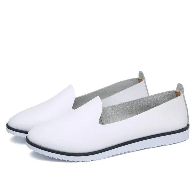 Split Leather Oxford Flat Shoes For Women