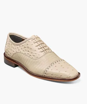 Stacy Adams Rodano Leather Cap Toe Oxford Dress Shoe - Ivory
