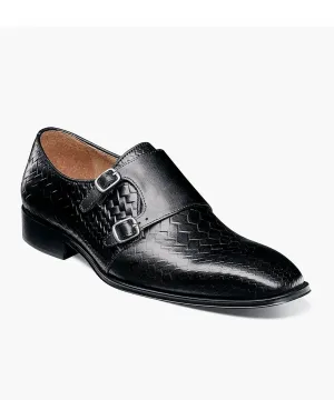 Stacy Adams Torrance Plain Toe Double Monk Strap Shoe - Black