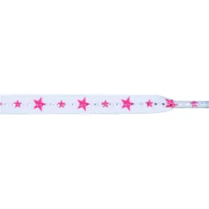 Stars Laces - Hot Pink Stars on White (1 Pair Pack) Shoelaces