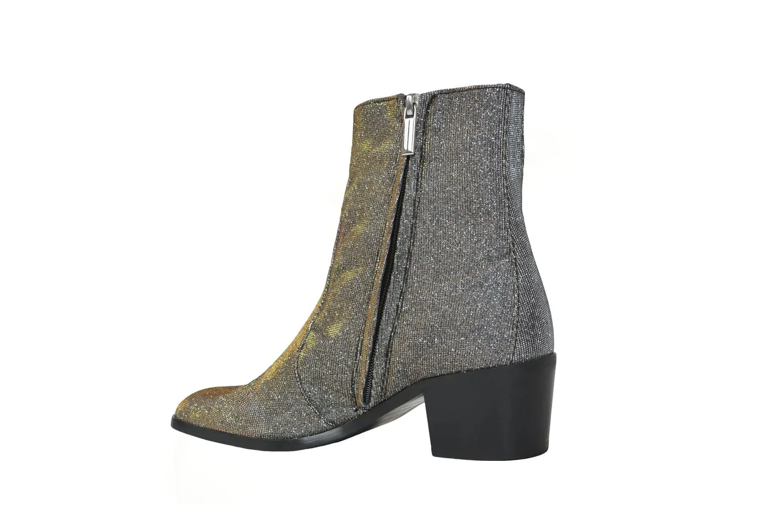 Steffy Vegan Leather Low Heeled Vegan Boots | Metallic