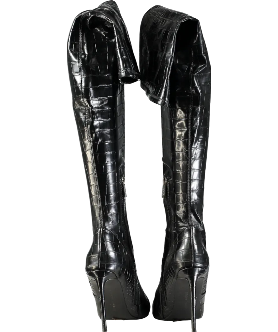STEVE MADDEN Black Croc Over The Knee Heel Boots UK 6 EU 39 👠