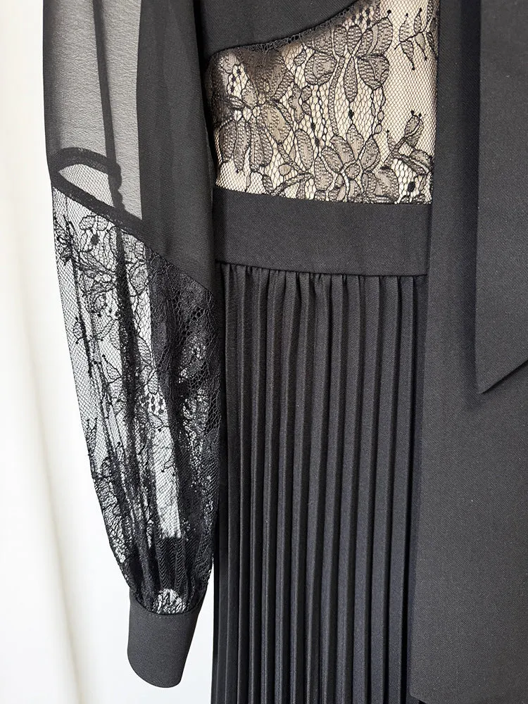 Summer Star Lace Stitching Pleated Formal Dress