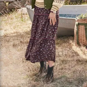 Sundance Catalog Lavender Grove Skirt in Brown Floral Size Large NWT MSRP $148