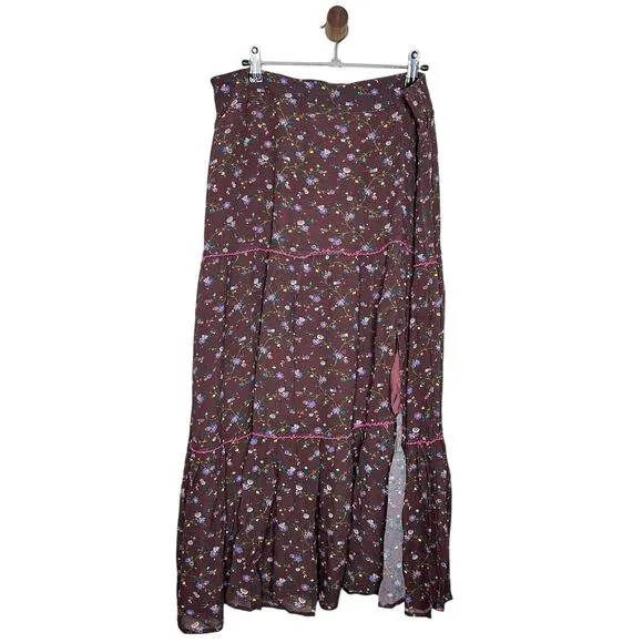 Sundance Catalog Lavender Grove Skirt in Brown Floral Size Large NWT MSRP $148
