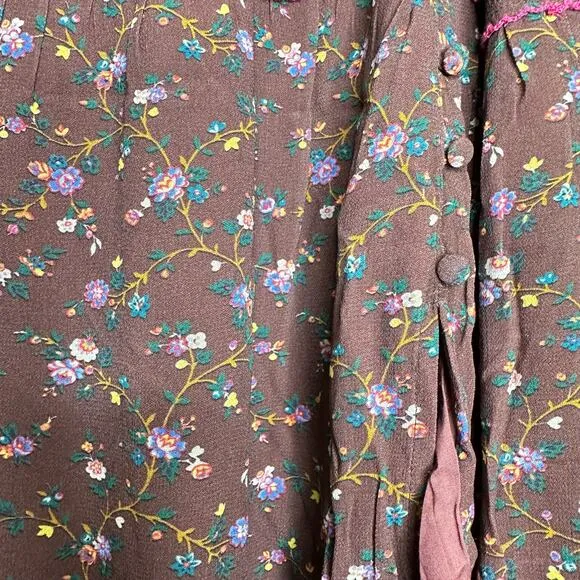 Sundance Catalog Lavender Grove Skirt in Brown Floral Size Large NWT MSRP $148