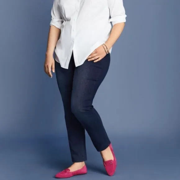 TALBOTS Curvy Straight Dark Wash Jeans | Size 16