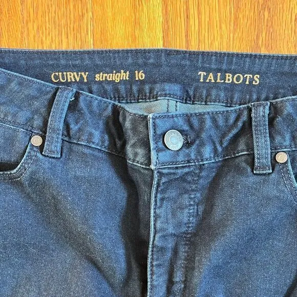 TALBOTS Curvy Straight Dark Wash Jeans | Size 16