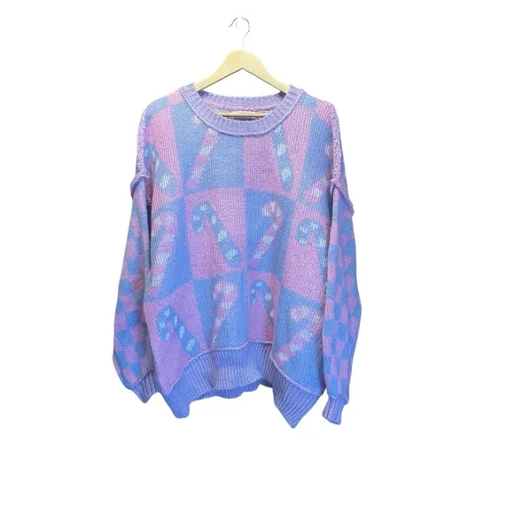 Talulah. Women’s Candy Cane Lane Oversized Sweater. Size Medium.