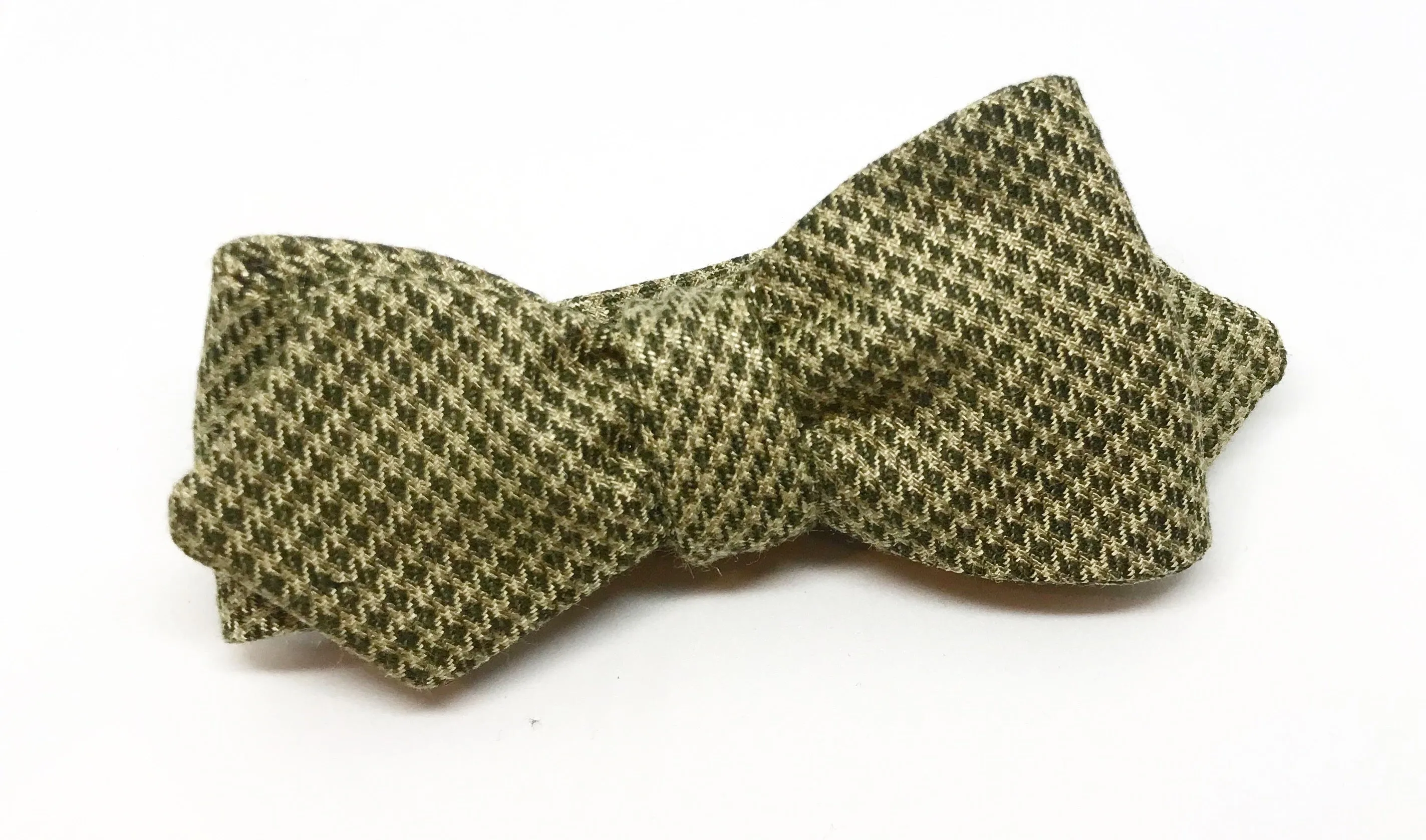 Tan Wool Houndstooth Bow Tie
