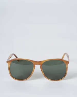 taos - caramel havana with olive flat lenses