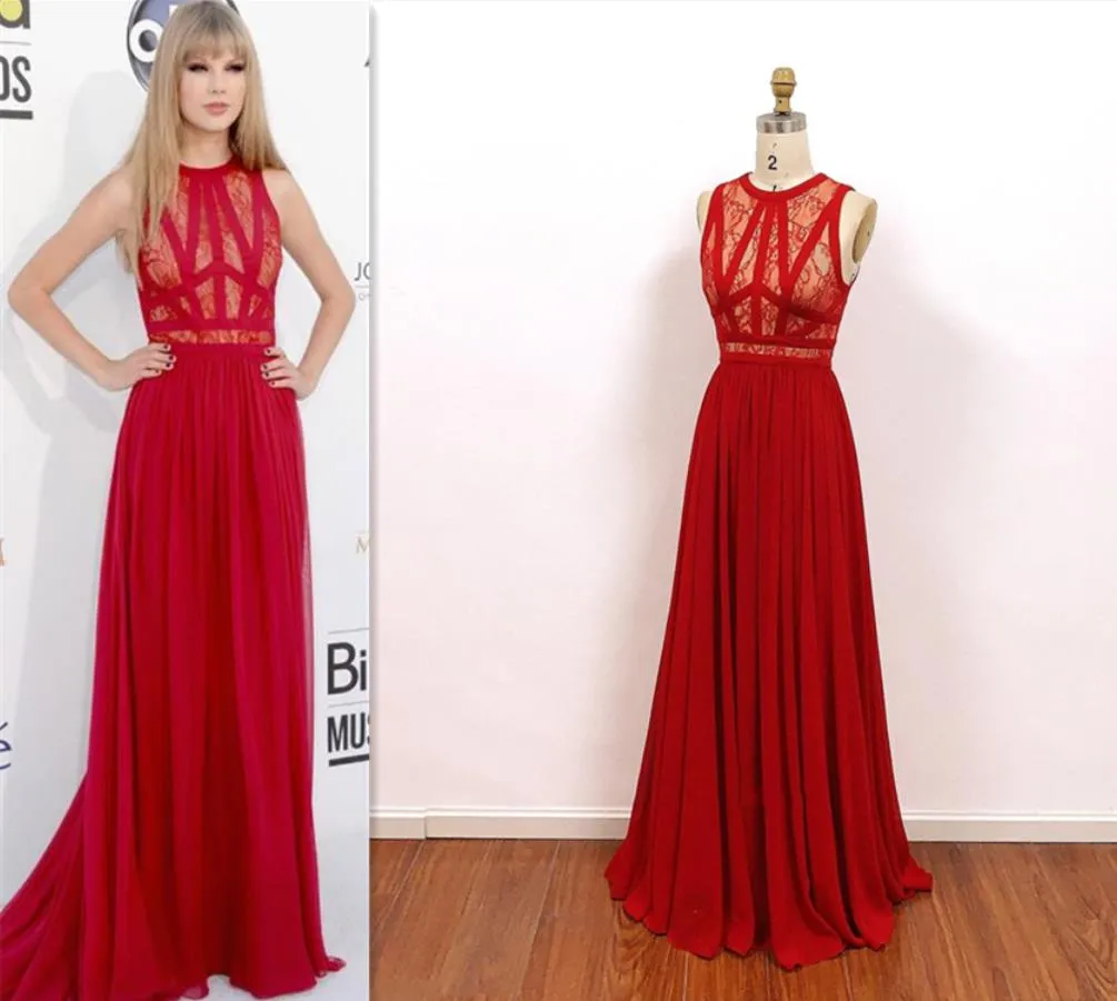 Taylor Swift Red Dress Chiffon Prom Dress Formal Gown