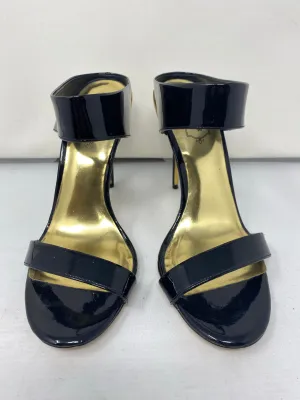 Ted Baker Black Patent Leather Two Strap Heeled Mule