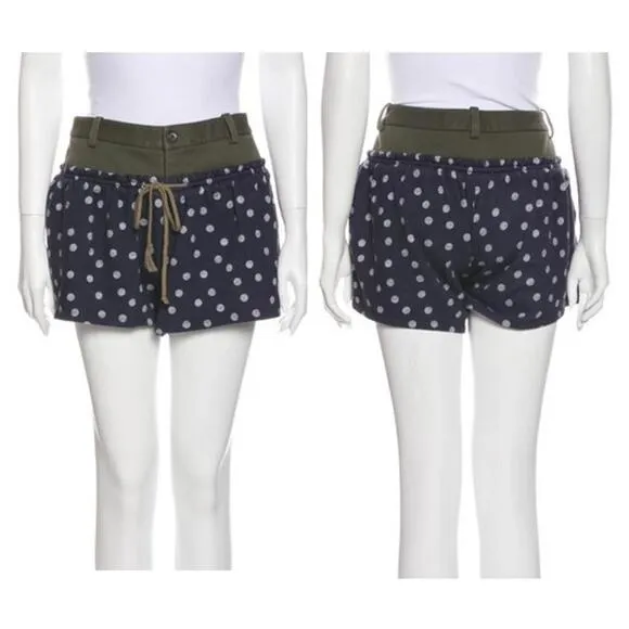 THAKOON ADDITION Mixed Fabric Polka Dot Shorts Women's XS