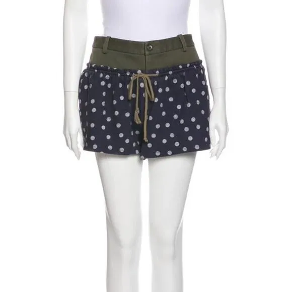 THAKOON ADDITION Mixed Fabric Polka Dot Shorts Women's XS