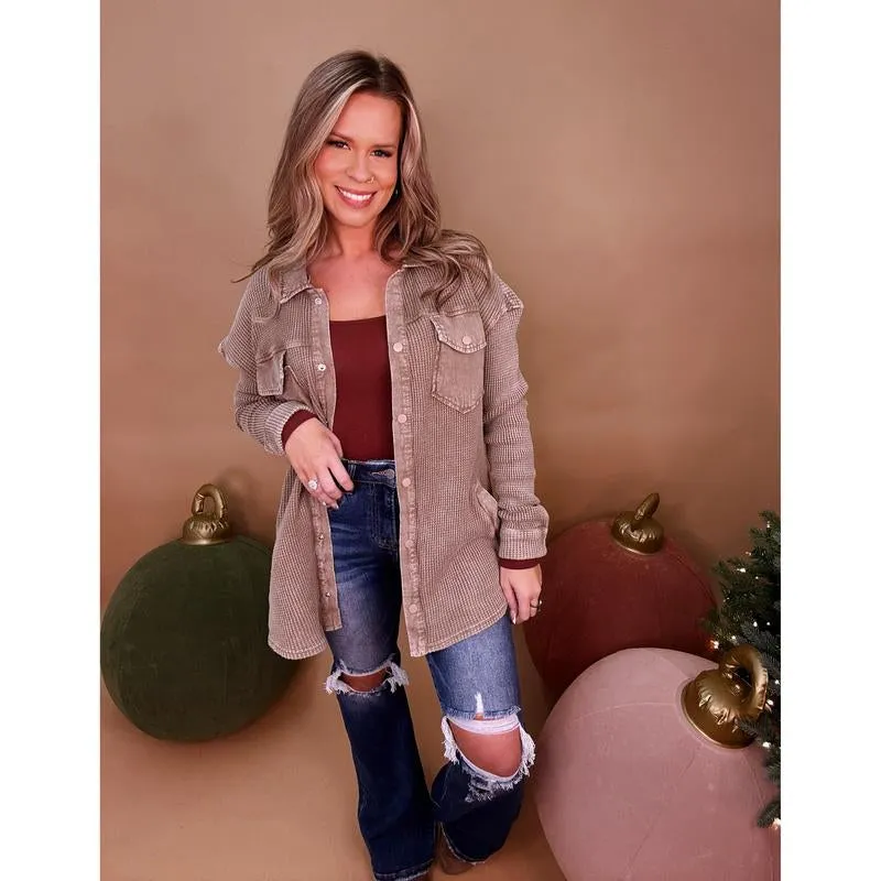The Aspen Shacket- Vintage Mocha