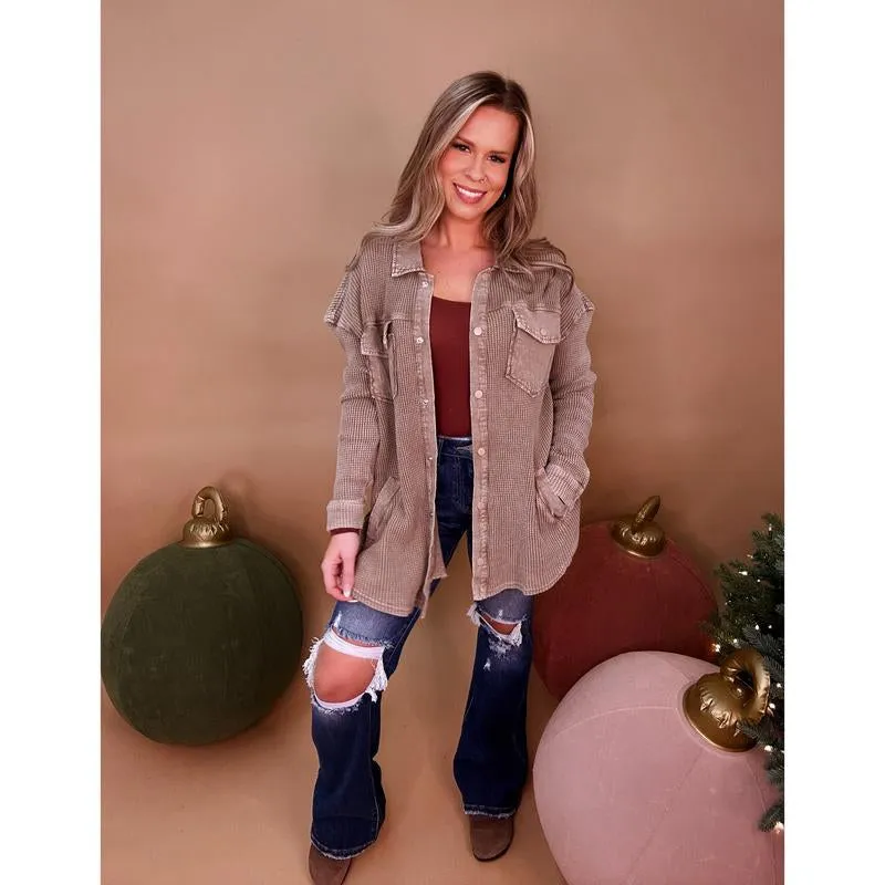 The Aspen Shacket- Vintage Mocha